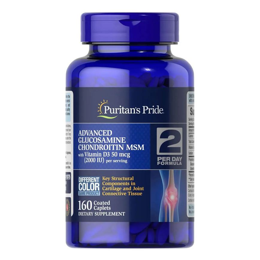 Glucosamina Condroitina Msm com Vitamina D3 2.000 Ui 160 Caplets - Puritan's Pride