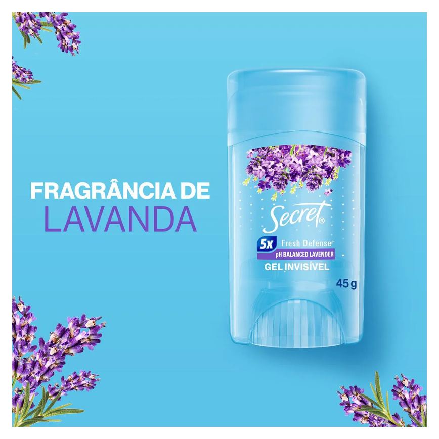 Desodorante Twist Stick em Gel Secret pH Balanceado Lavander 48h 45g