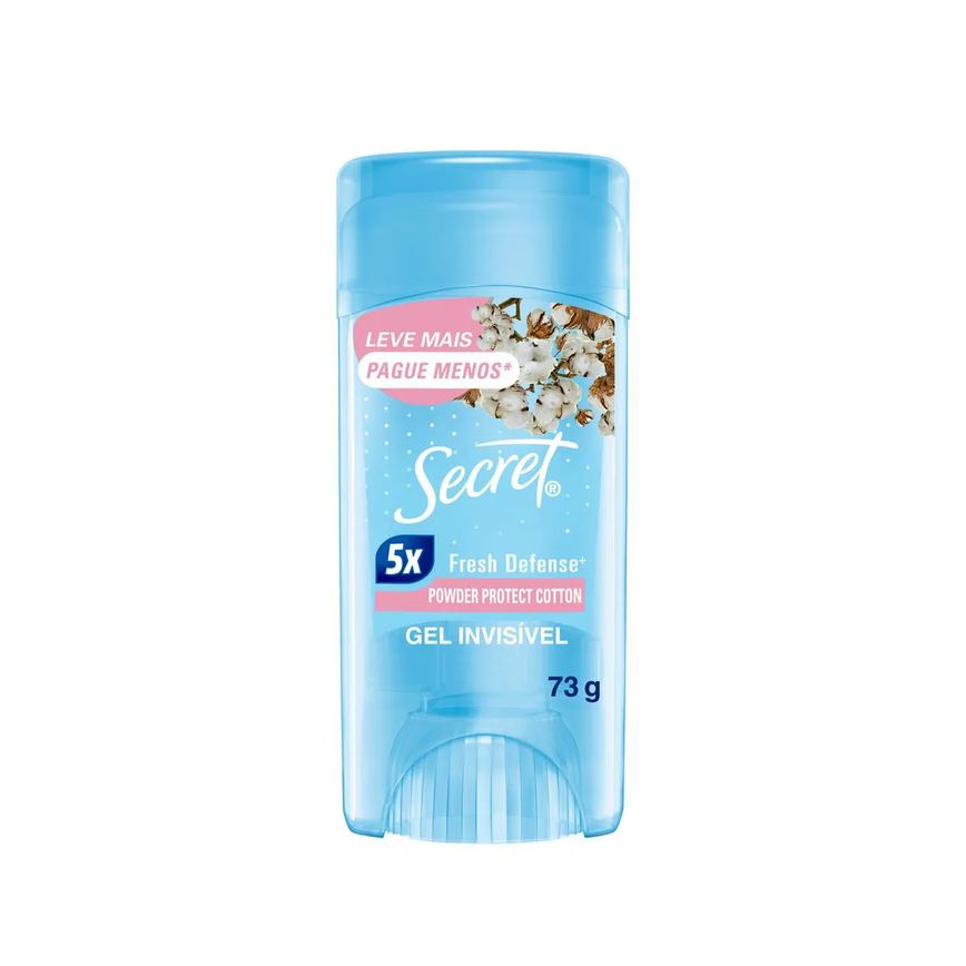 Desodorante Antitranspirante Stick Gel Secret Powder Protect Cotton Feminino 48h 73g