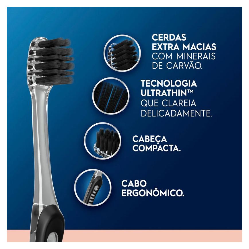 Escova de Dente Oral-B Purification Sensitive Cerdas Ultrafinas Minerais de Carvão 2 unidades