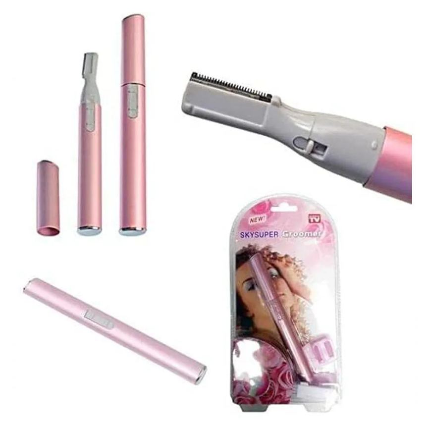 Depilador e Aparador Feminino Sobrancelha Nariz Caneta Rosa