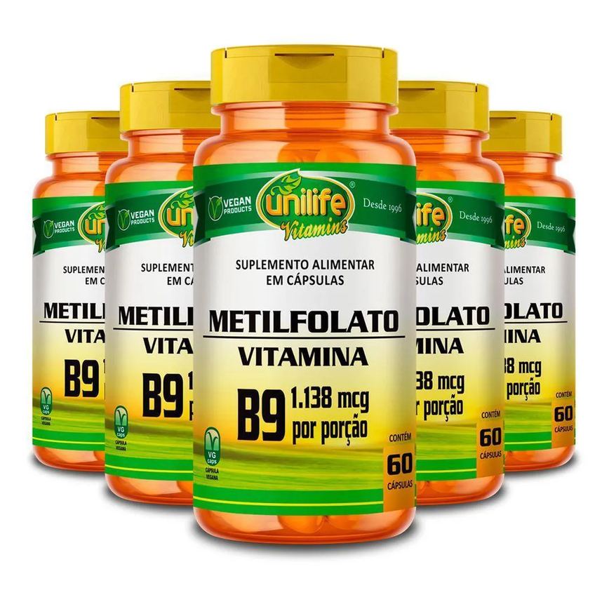 Kit 5 Metilfolato Unilife 60 Cápsulas 350Mg