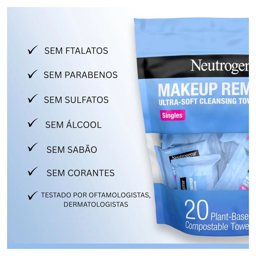 Lenço Demaquilante Umidecido sem Álcool 20 Un - Neutrogena