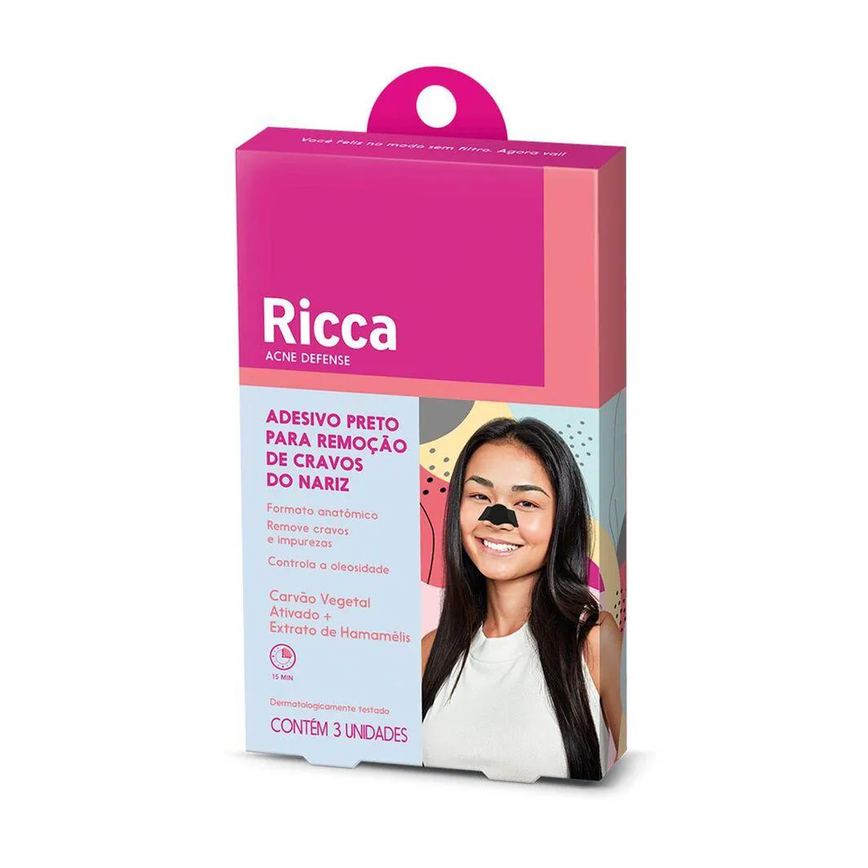 Adesivo Preto Remoção de Cravos do Nariz Acne Defense - Ricca