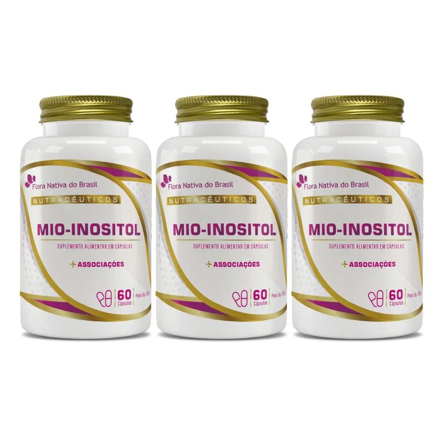 Kit Com 3 - Mio-Inositol + Associações 60 Cápsulas 500mg Flora Nativa