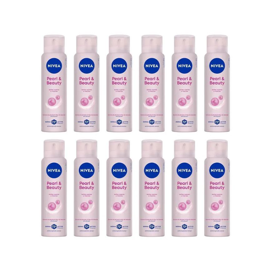 Desodorante Aero Nivea 150Ml Fem Pearl Beauty - Kit C/ 12Un