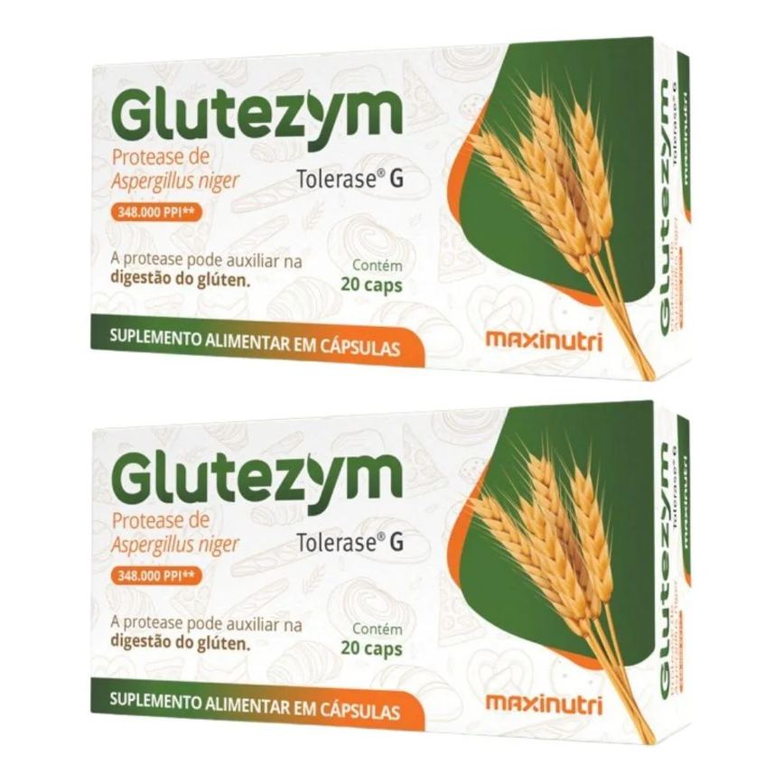 Kit 2X Glutezym 348.000 (Protease) 20 Cápsulas - Maxinutri