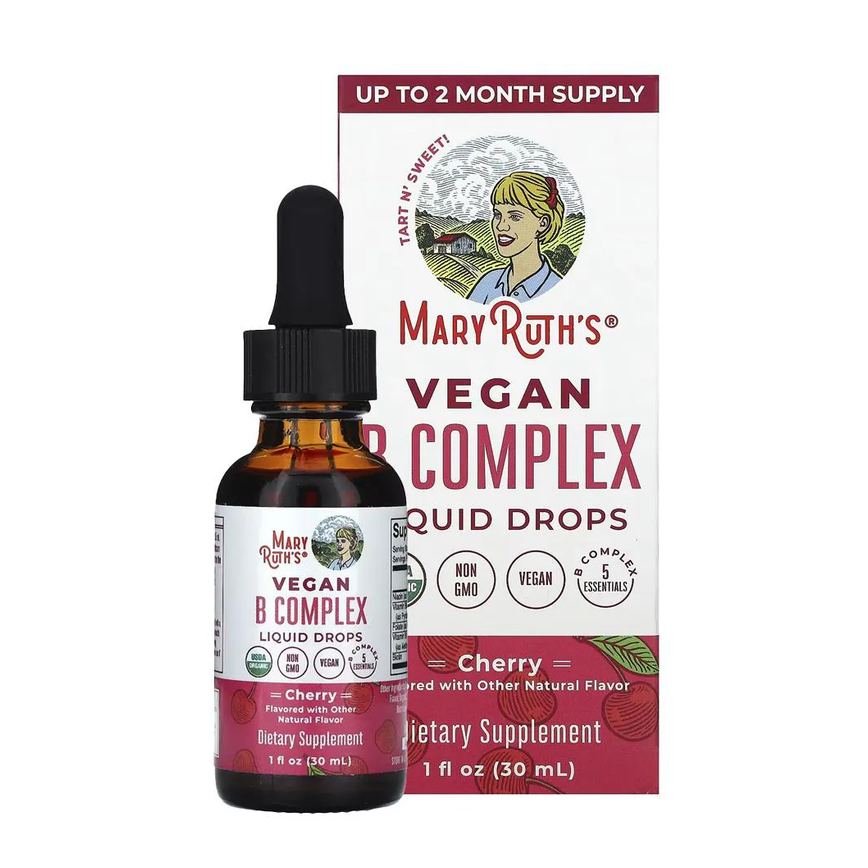 Maryruths Complexo de Vitamina B em Gotas Orgânico, Sabor Cereja, 1 Oz (30 Ml)