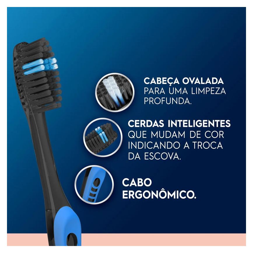 Escova de Dente Oral B Indicator Black Sensitive com Carvão 3 unidades