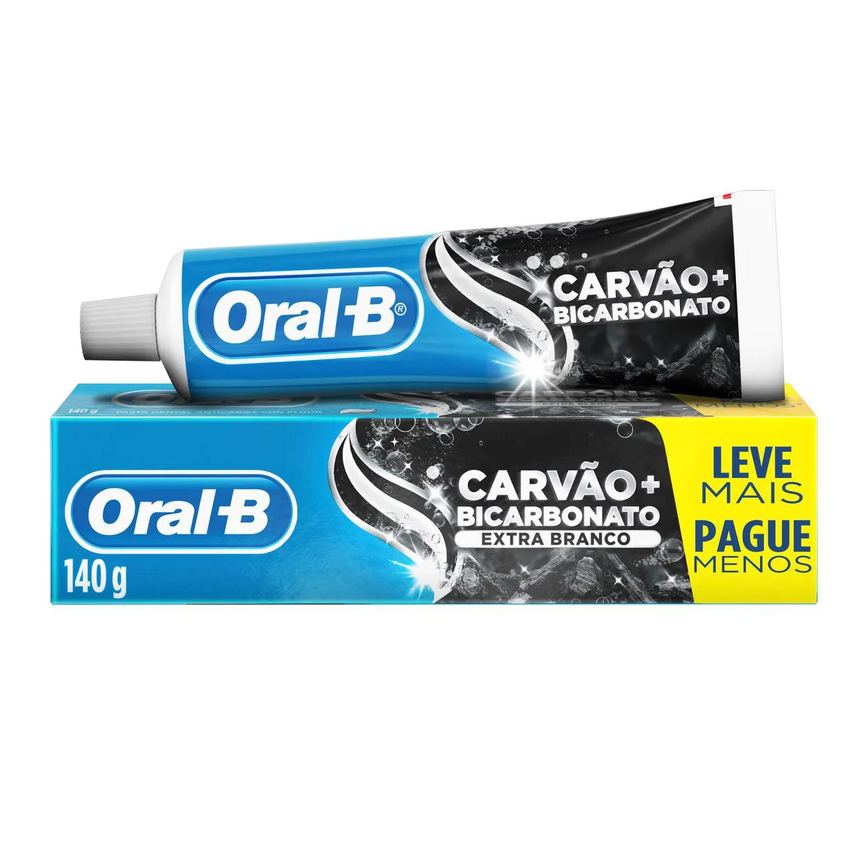 Creme Dental Oral-B Carvão + Bicarbonato Extra Branco 140g