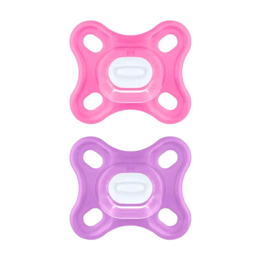 Kit 2 Chupetas Confort 100% Silicone 0-2 Meses Rosa - Mam