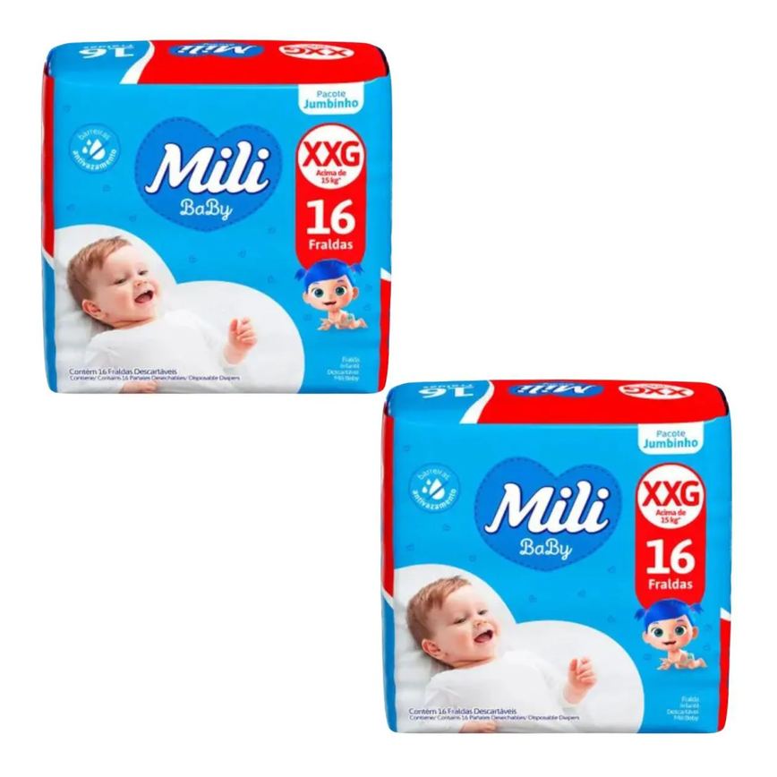 Kit C2 Fralda Descartável Tam Xxg Jumbinho - Mili Baby