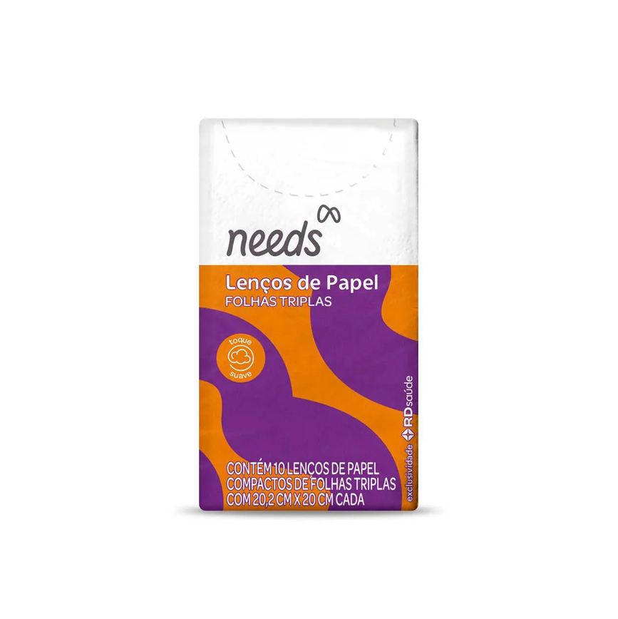 Lenço de Papel Needs Folhas Triplas 10 Unidades