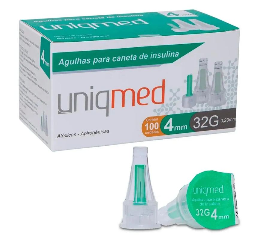 Agulha Caneta Insulina 4Mm 32G 100Un Uniqmed