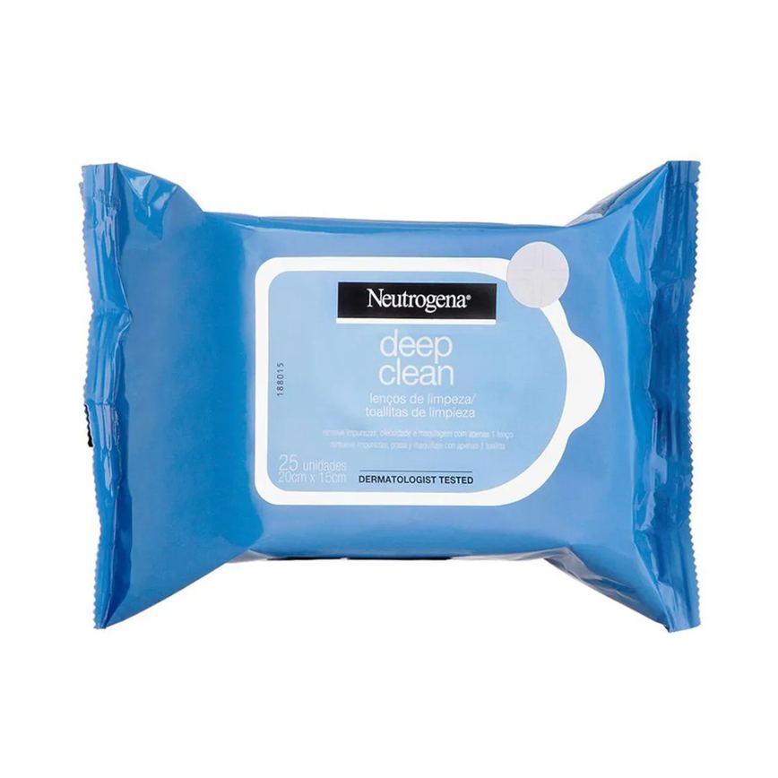 Lenço Demaquilante Neutrogena Deep Clean com 25 unidades