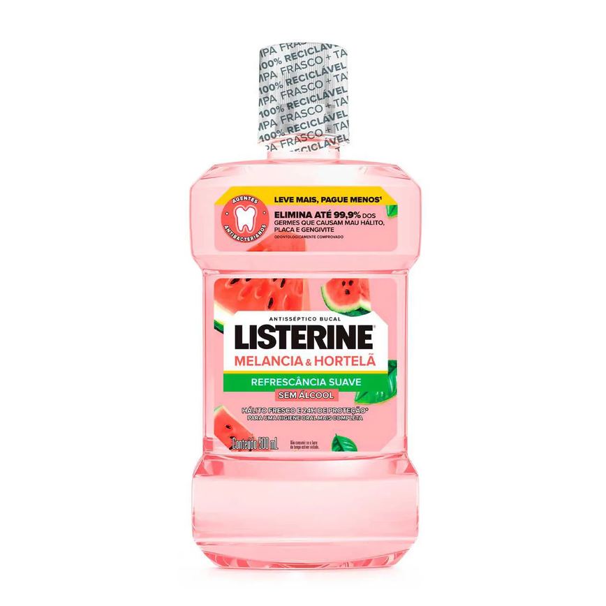 Enxaguante Bucal Sem Álcool Listerine Melancia & Hortelã 500ml
