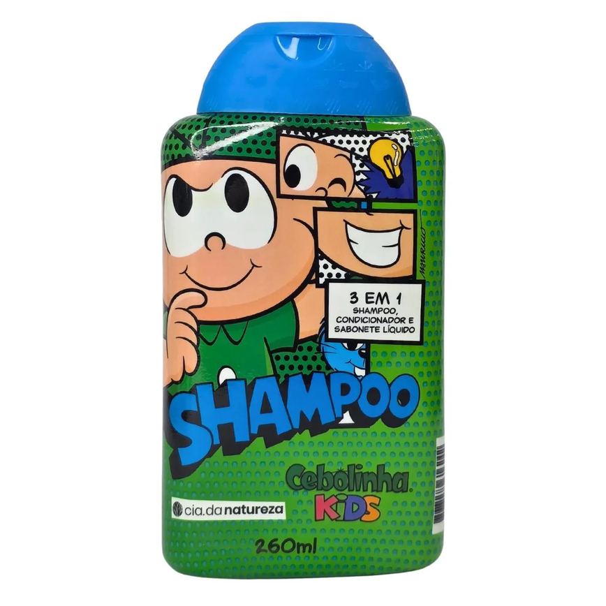 Shampoo 3 em 1 Extrato de Kiwi e Maçã Cebolinha Kids Cia. da Natureza 260Ml