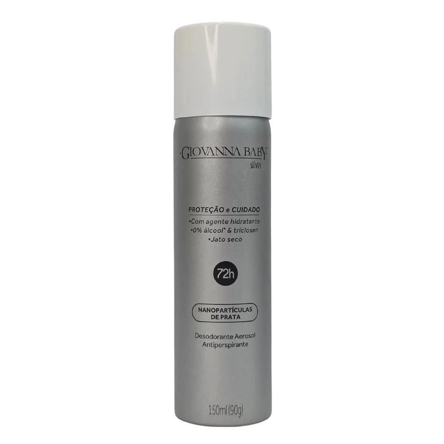 Desodorante Aerossol Nanopartículas de Prata Silver 72H Vegano Giovanna Baby 150Ml / 90G