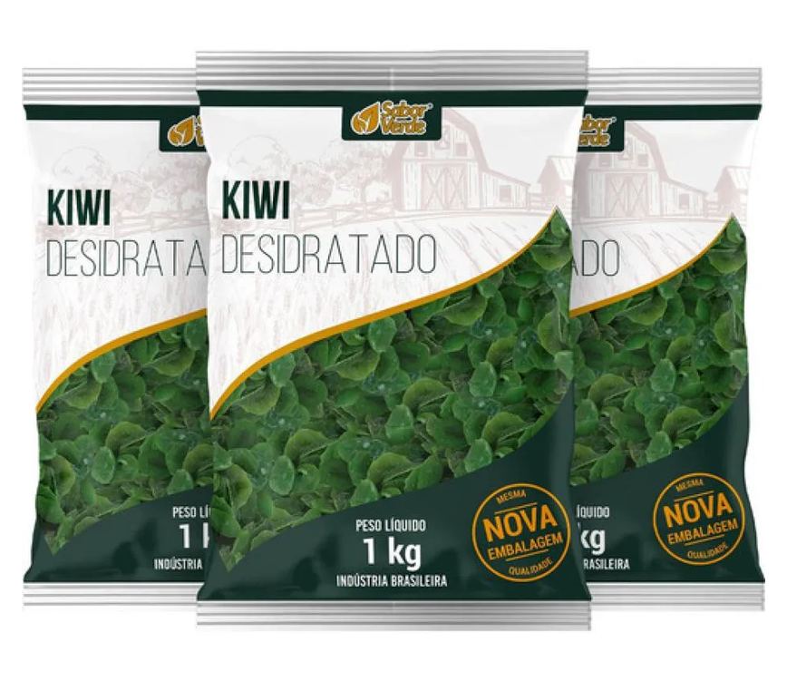Kiwi Fatiado e Desidratado Premium 3 X 1Kg Sabor Verde