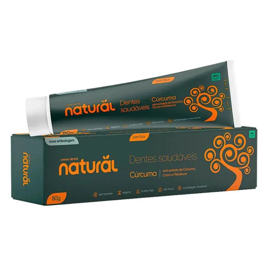 Creme Dental Natural com Cúrcuma, Cravo e Melaleuca 80G - Orgânico Natural