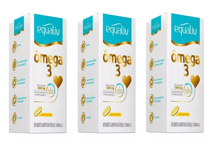 Kit 3 Suplemento Equaliv Omêga 3 Selo Ifos 180Cps em Gel