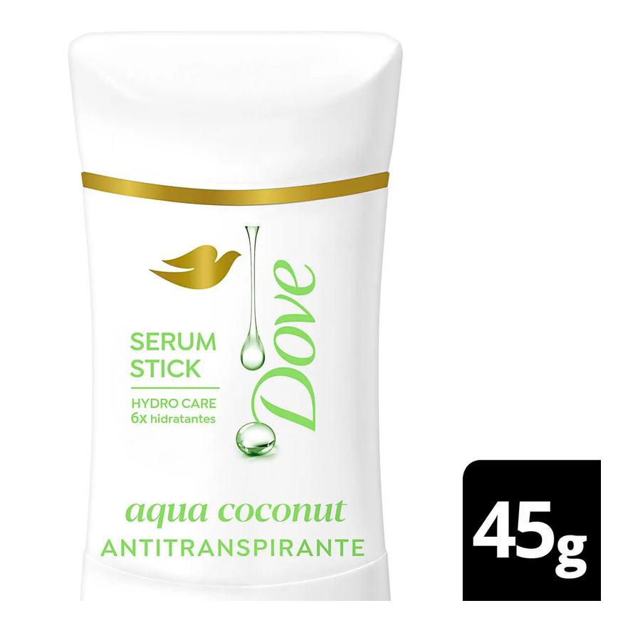 Desodorante Antitranspirante Serum Stick Dove Aqua Coconut Invisível 72h 45g
