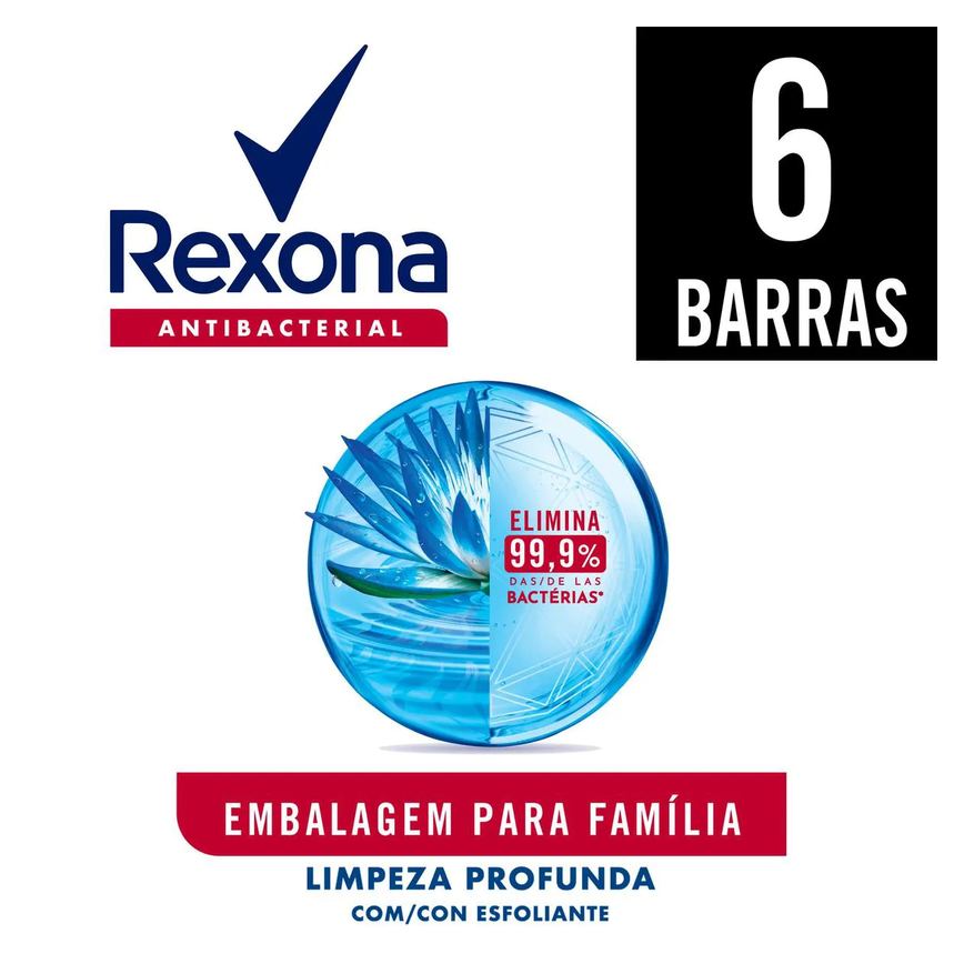 Kit Sabonete em Barra Rexona Antibacterial Limpeza Profunda 84g 6 unidades
