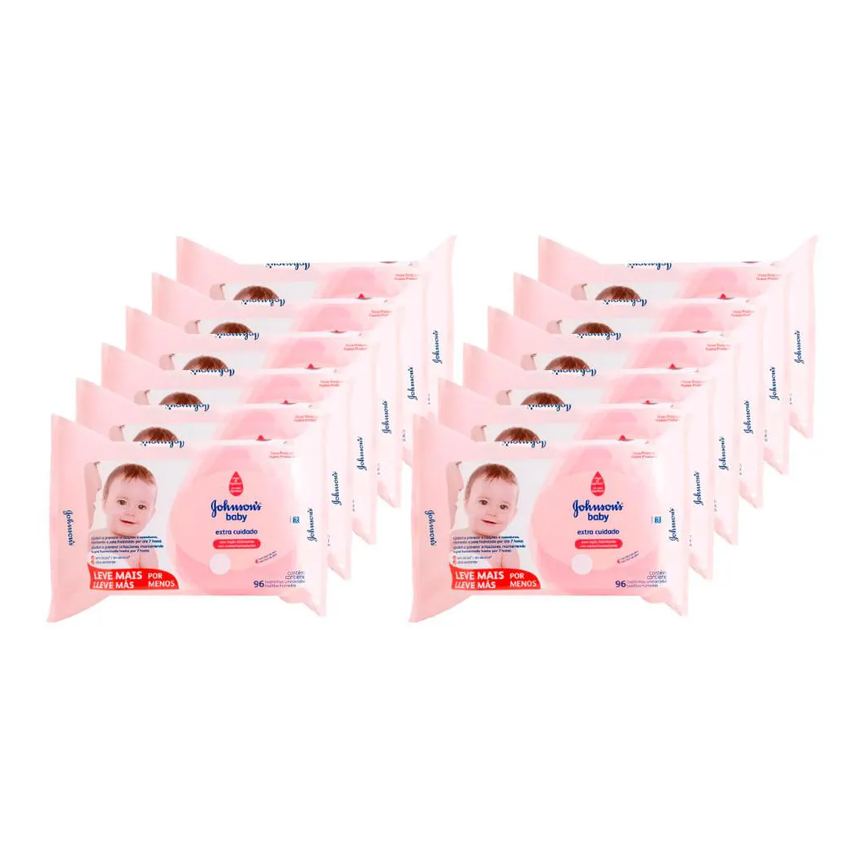 Kit Johnson’s Baby Extra Cuidado - Toalhas Umedecidas 12X 96un