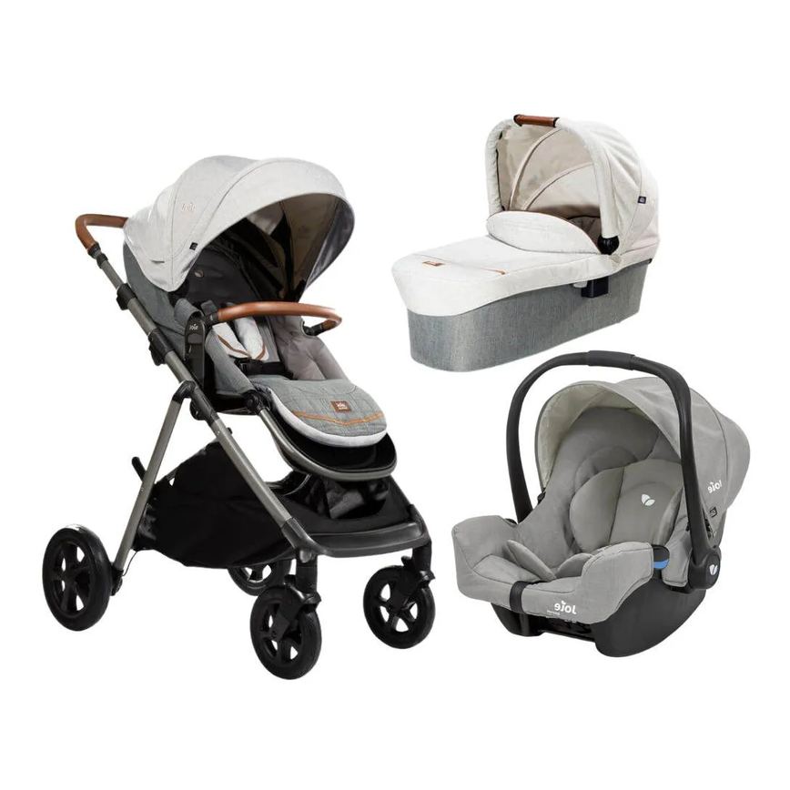 Carrinho com Bebê Conforto e Moisés Combo Aeria Trio Cinza Oyster - Joie