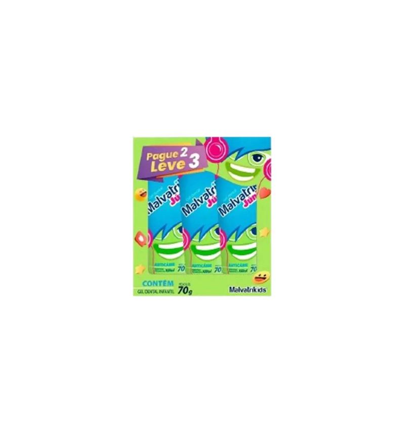 Kit Malvatrikids Júnior Gel Dental Inf Tutti-Frutti 3X70G
