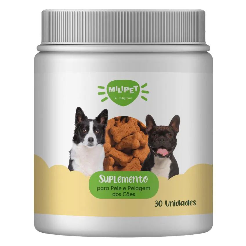 Suplemento para Pele e Pelagem dos Cães Biscoito Sabor Carne 30 Unidades