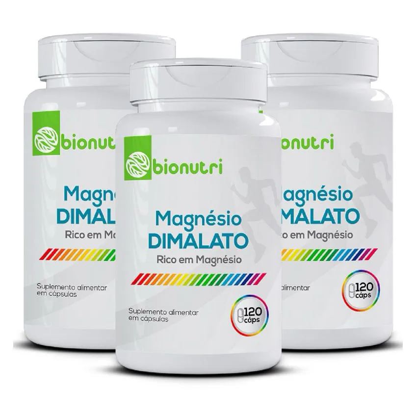 Kit 3x Magnésio Dimalato de Alta Concentração 120 cápsulas - Bionutri