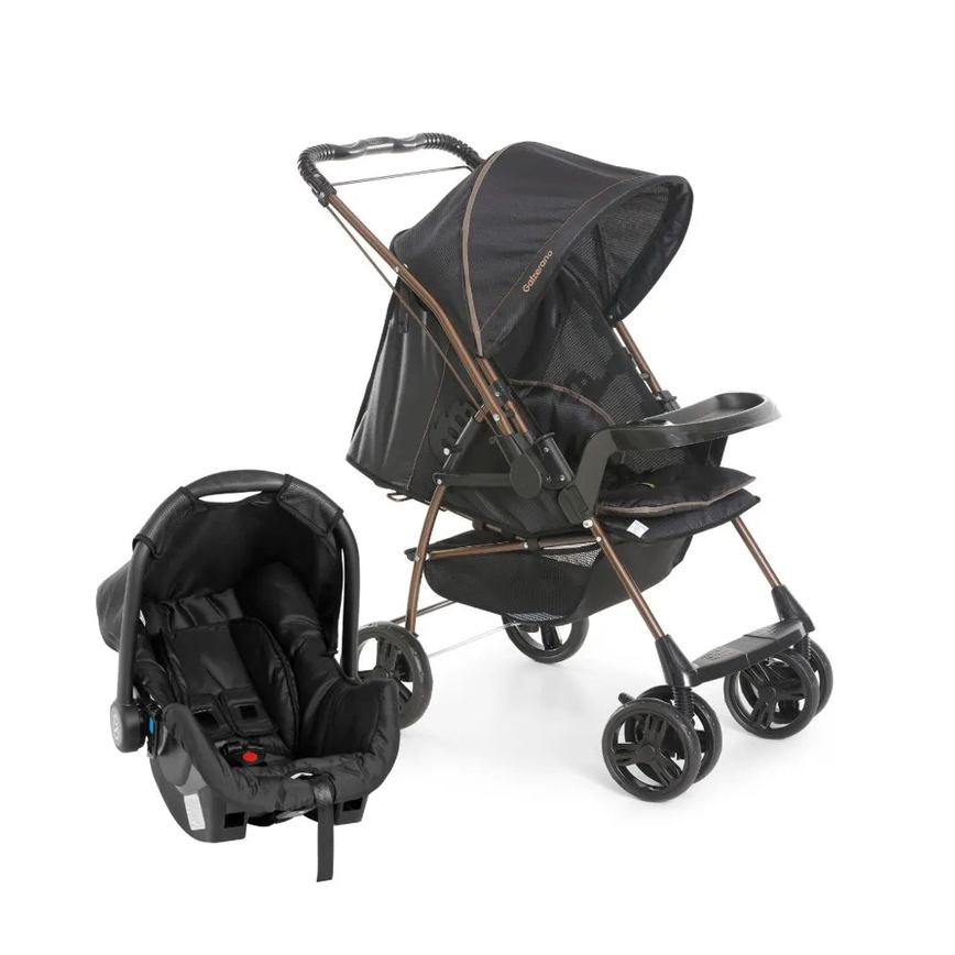 Carrinho Travel System Milano Reversível Ii Preto e Cobre - Galzerano