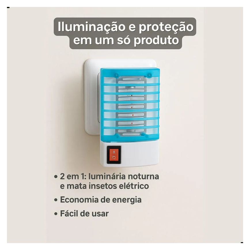 Luminária Elétrica Abajur Noturno Armadilha de Mosquito e Insetos 127–220V Cor Sortida
