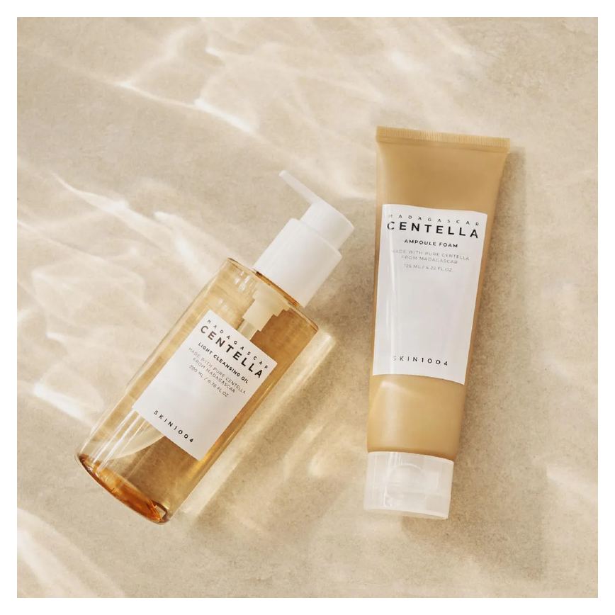 Kit Facial Skin 1004 Madagascar Centella Oléo de Limpeza Light Cleansing Oil 200ml + Espuma de Limpeza Ampoule Foam 125ml