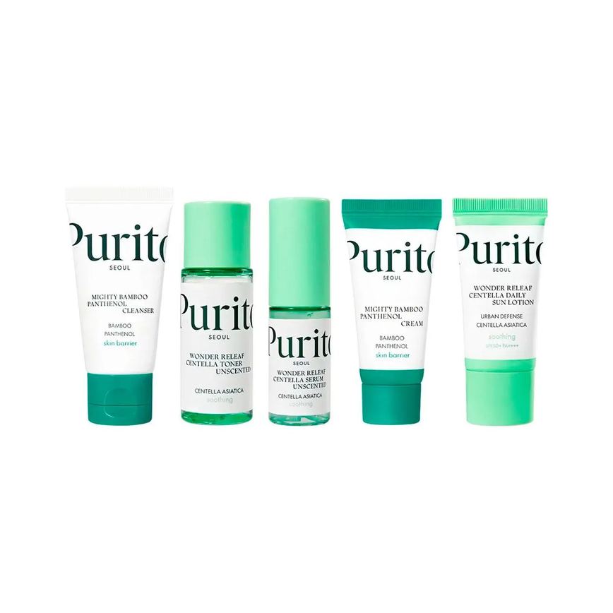 Best Kit Facial Purito Gel de Limpeza + Tônico + Sérum + Creme + Protetor Solar