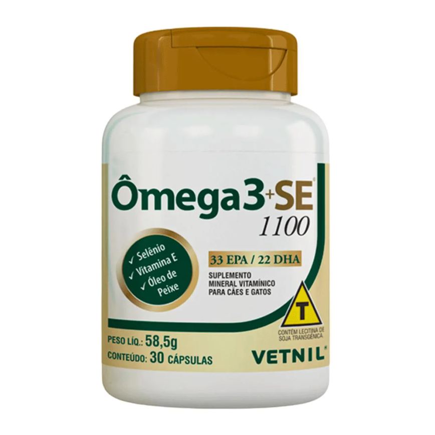 Suplemento Mineral Vitamínico Ômega 3 Mais se para Cães e Gatos com 30 Cápsulas 1100Mg