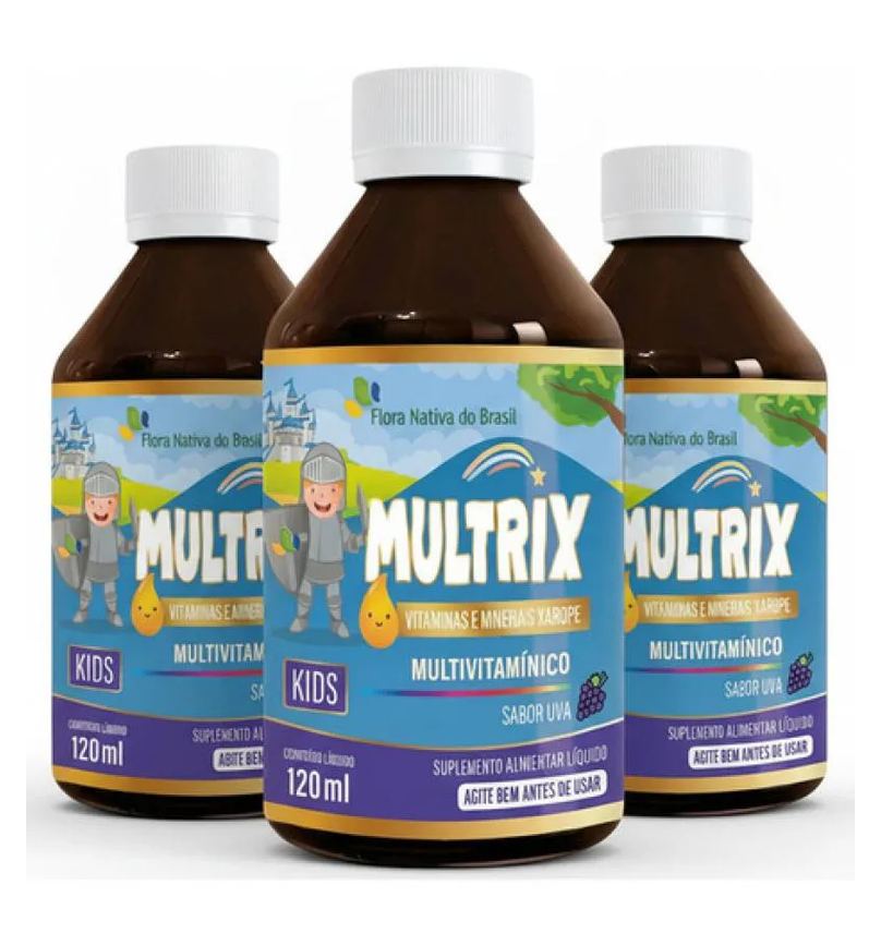 Kit 3 Multrix Kids Sabor Uva 120Ml - Flora Nativa