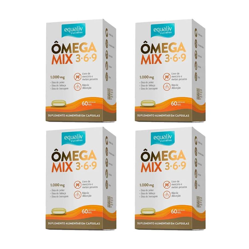 Kit 4 Ômega 3 6 9 Mix - 60 Caps - Equaliv
