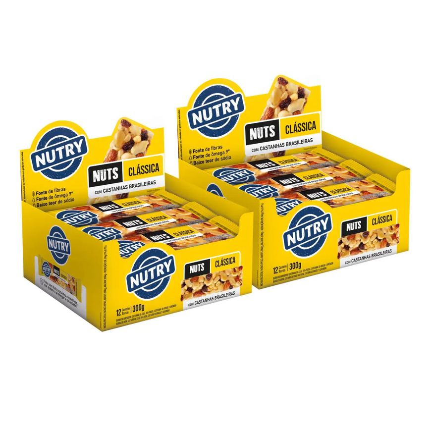 2X Barra de Nuts Nutry Clássica 12 Unidades 25G