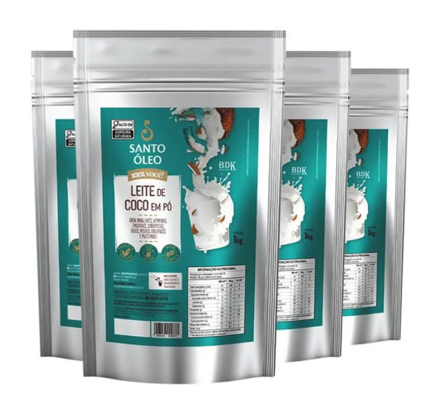 Kit 4 Leite de Coco em Po 1Kg - Santo Oleo