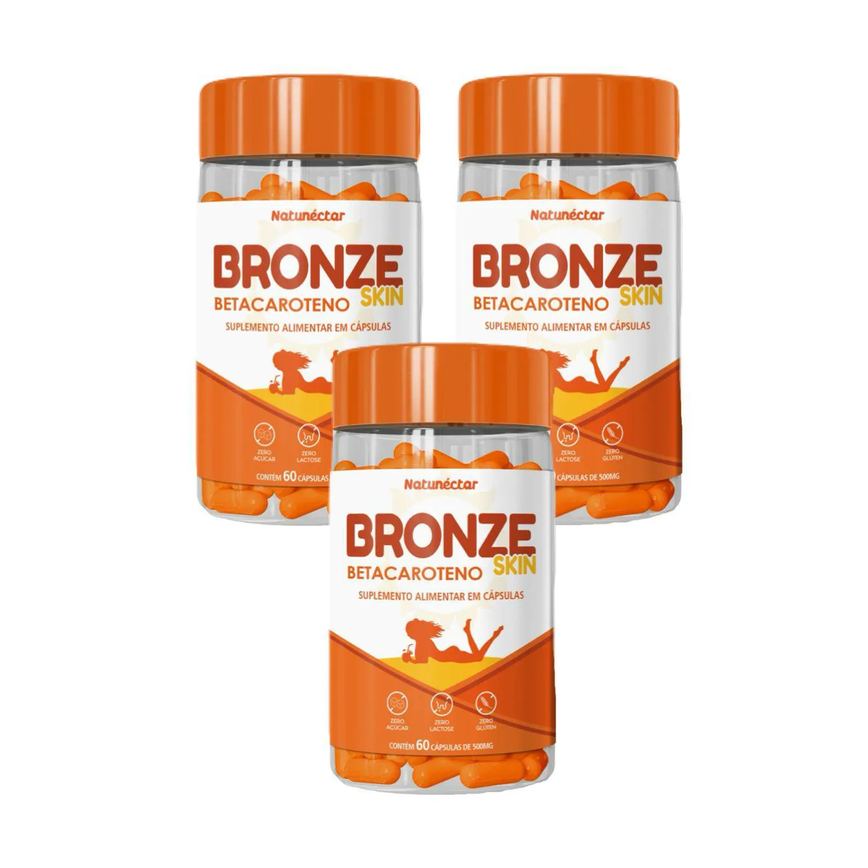 3x Bronze Skin- Betacaroteno- 60 Cápsulas 500mg