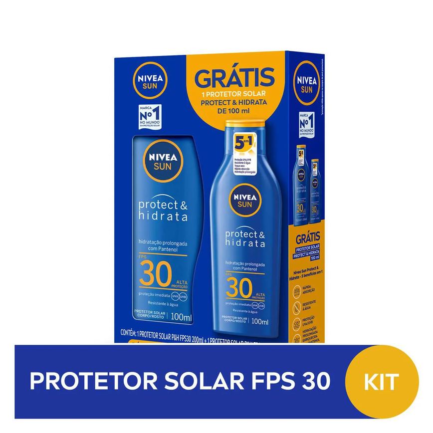 Kit Protetor Solar Corporal Nivea Sun Protect & Hidrata FPS 30 com 200ml + 100ml