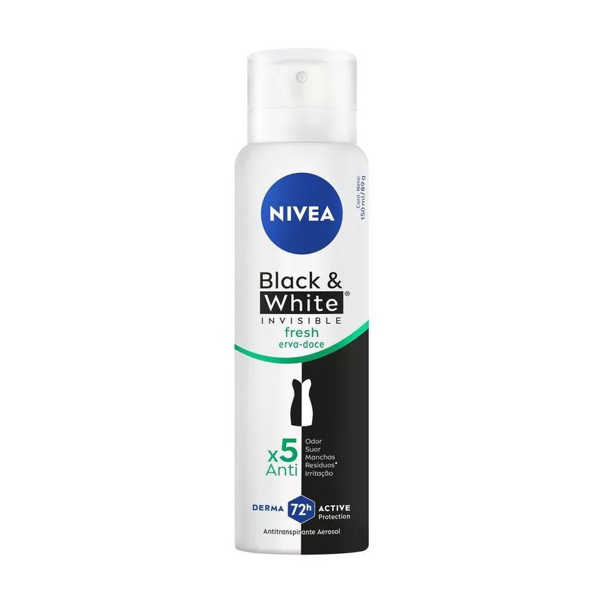 Desodorante Aerossol Nivea Black & White Invisible Fresh Erva-Doce 150Ml