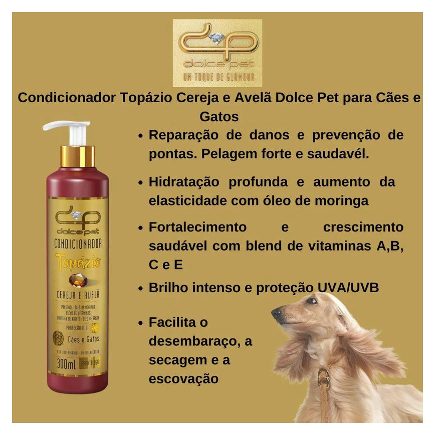 Condicionador Topázio Cereja e Avelã Dolce Pet para Cães e Gatos - 500Ml