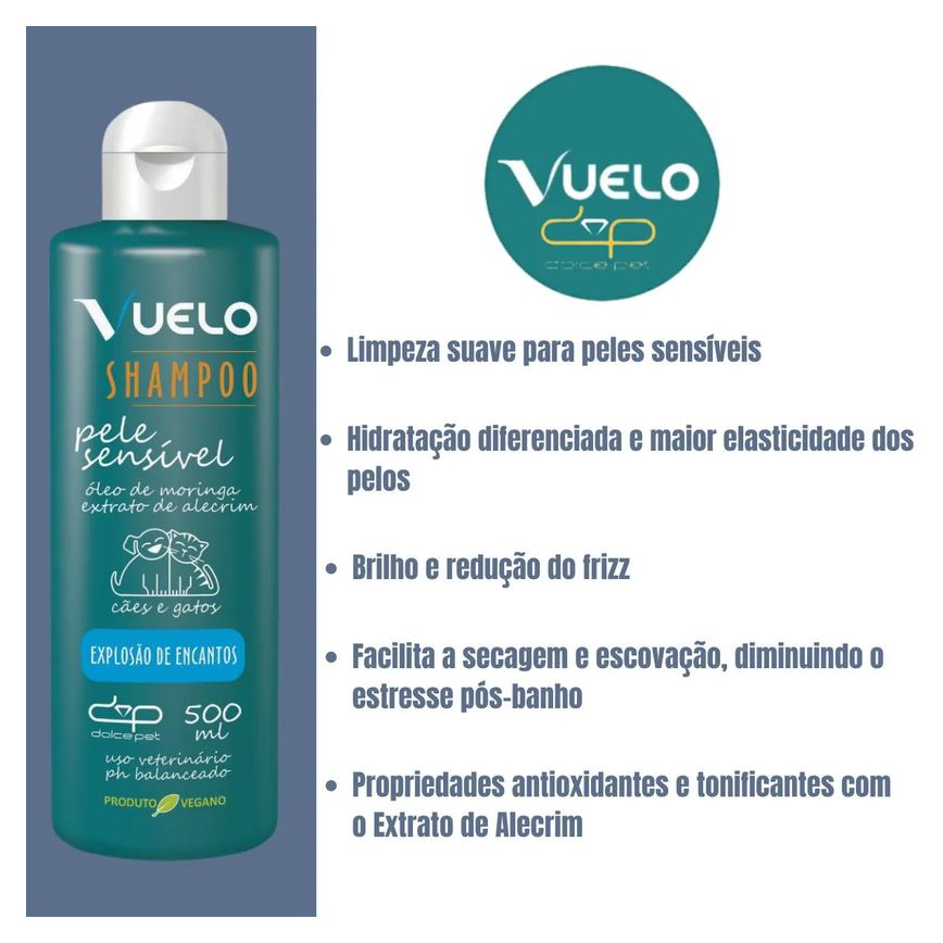 Shampoo Vuelo Pele Sensível Explosão de Encantos para Cães e Gatos 500Ml
