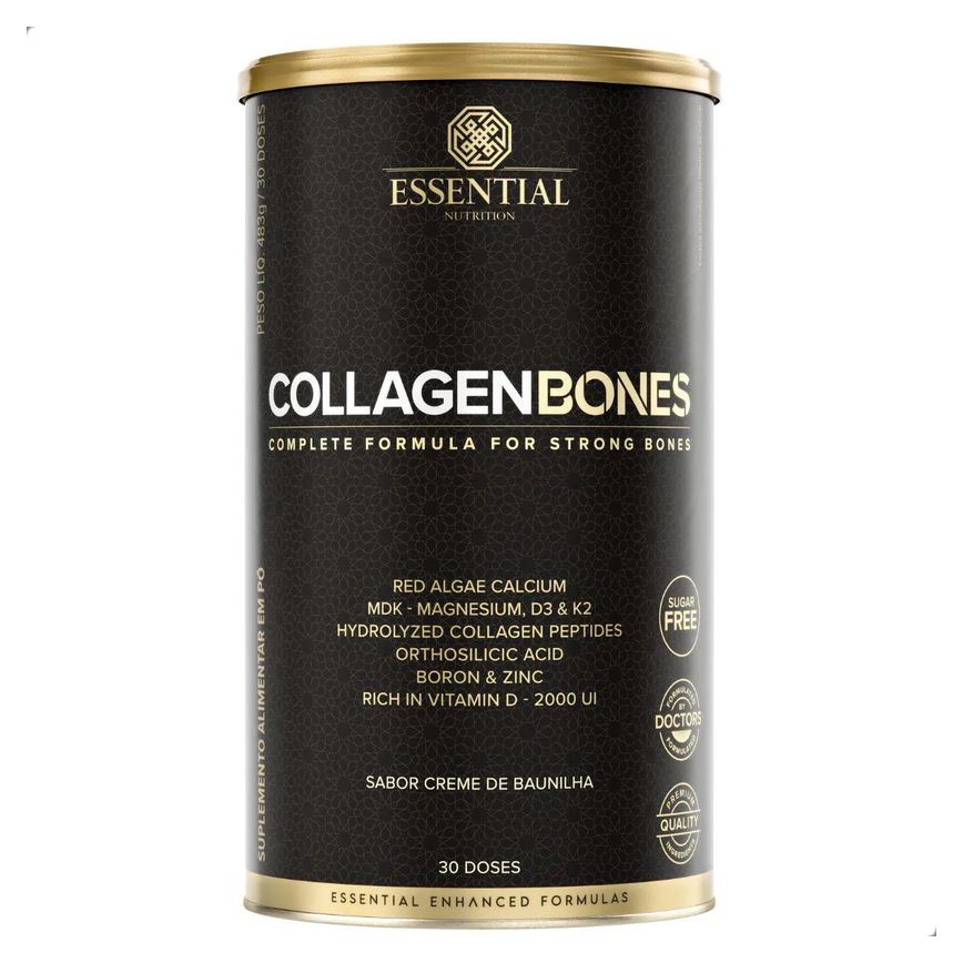 Collagen Bones 483G Nutrição dos Ossos Essential Nutrition Baunilha