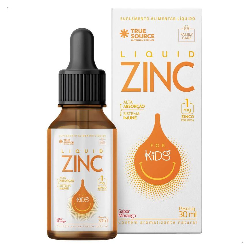 Family Care Zinc Liquid For Kids 30Ml Gotas True Source Morango
