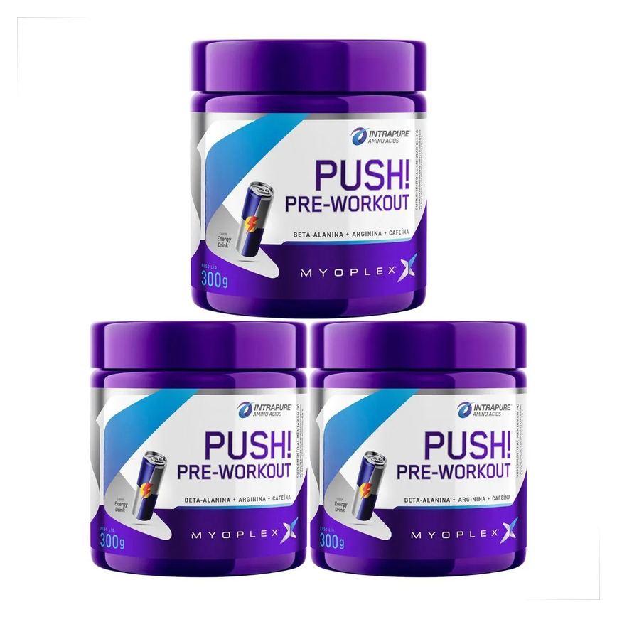 Kit 3 Pre Workout Push Cafeina Alanina Arginina 300G Myoplex