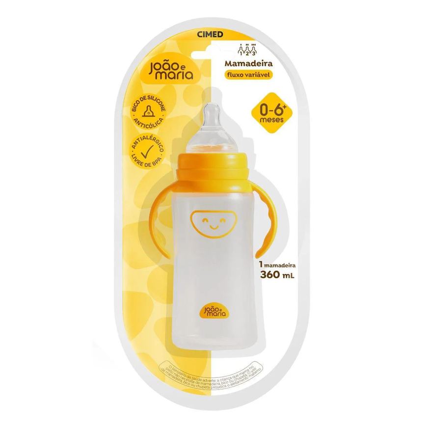 Mamadeira João e Maria Amarelado Bico Orto 360ml